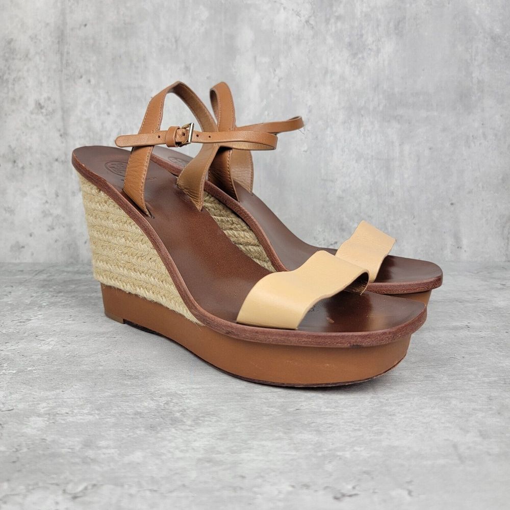 Tory Burch Laurel Ankle Strap Platform Wedge Sandals‎ Size 8.5 Boho Style